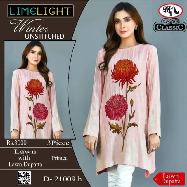 Classic 3 PC with lawn dupta  no embroidery