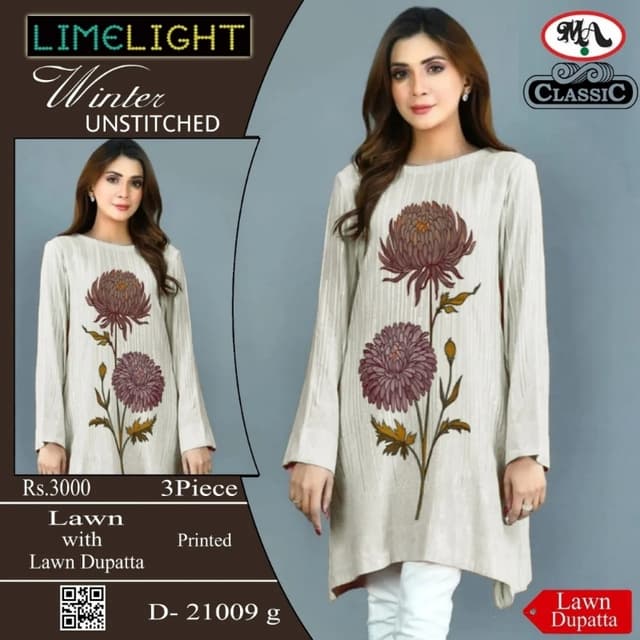 Classic 3 PC with lawn dupta no embroidery