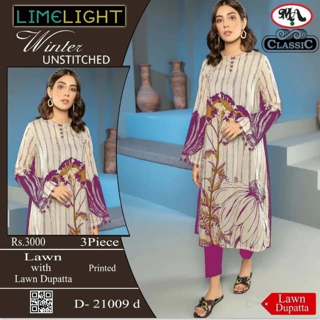 Classic 3 PC with lawn dupta no embroidery