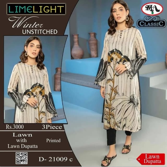 Classic 3 PC with lawn dupta no embroidery