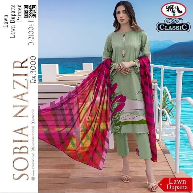 Classic 3 PC with lawn dupta no embroidery