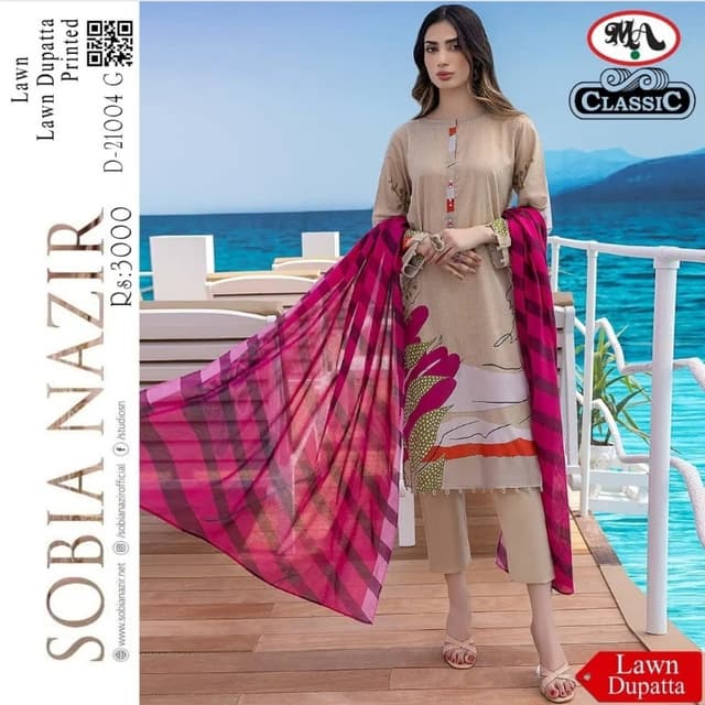 Classic 3 PC with lawn dupta no embroidery